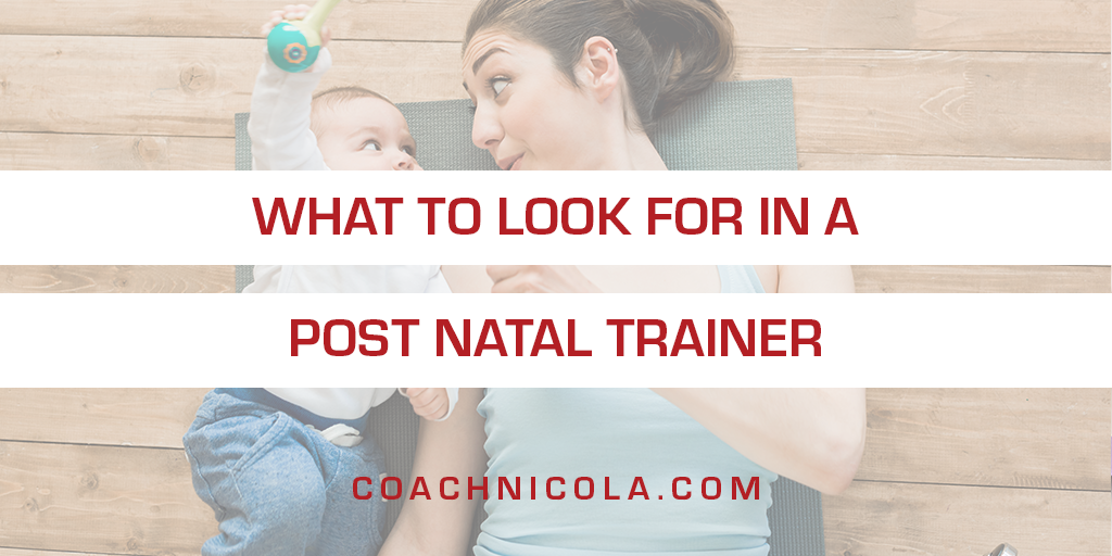 what to look for in a post natal trainer. Picture of a woman on the floor with a baby holding a rattle