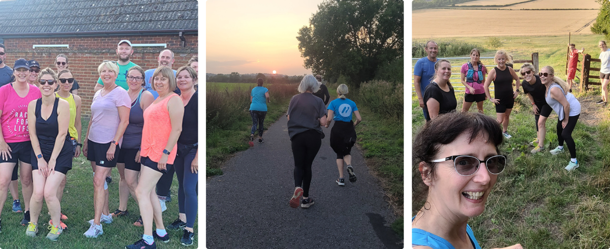 Group photos of Waddesdon runners as they run from 5k to 10k